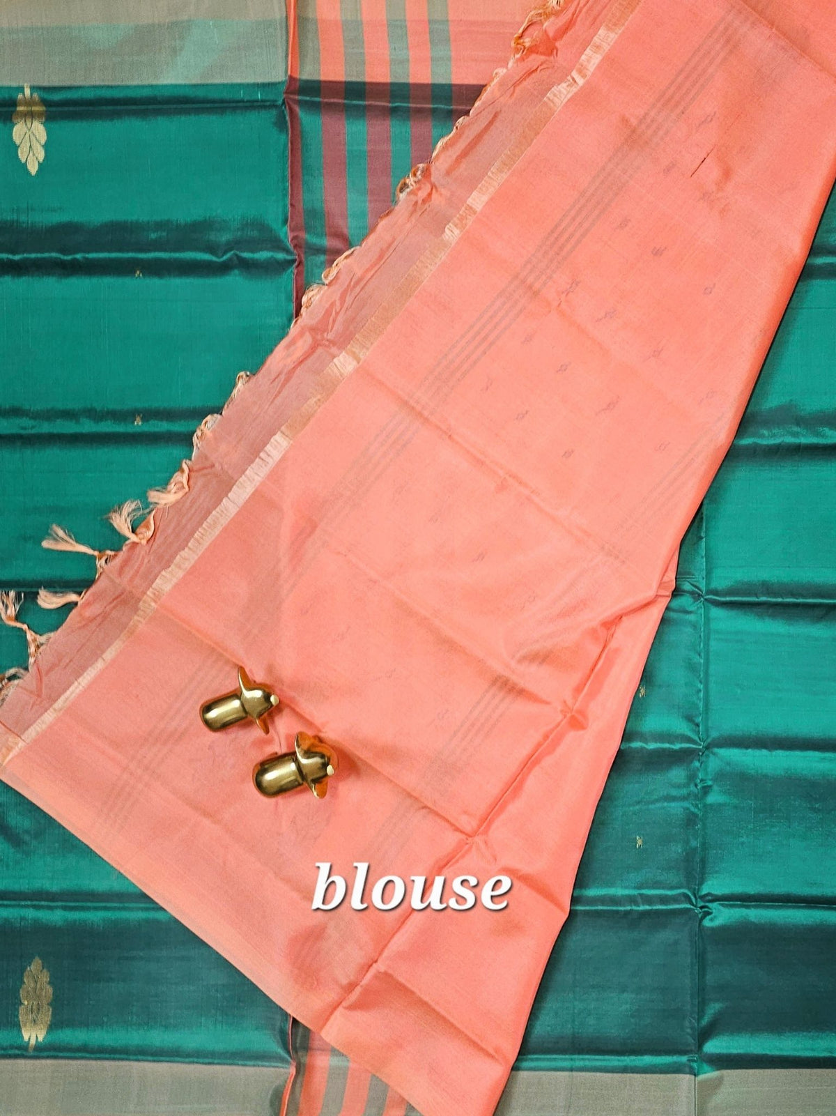 Green with Dark Peach  Chinnalampattu Saree with Blouse
