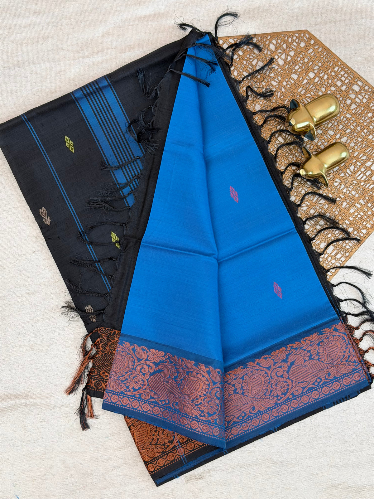 Chinnalampattu Border - Blue with Black
