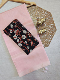 Handwoven Mangalagiri Plain Pattu Saree - Light Pink