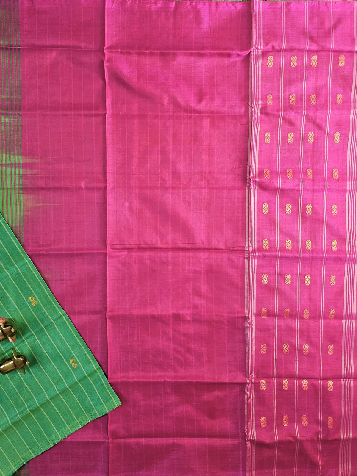 Chinnalampattu Saree - Green with Pink