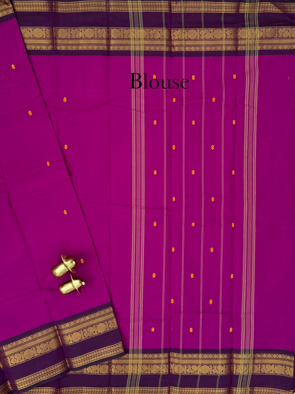 Chettinad Cotton Sarees - Magenta Pink with Dark Purple
