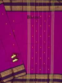 Chettinad Cotton Sarees - Magenta Pink with Dark Purple
