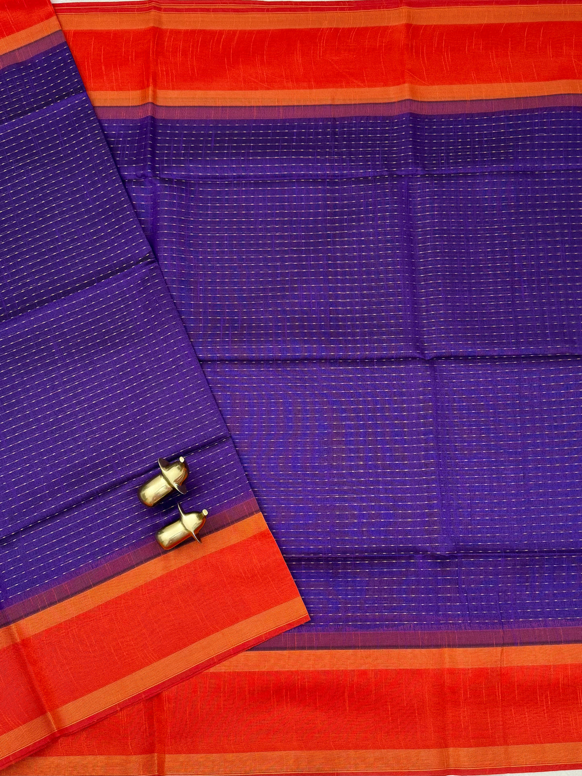 Semi Raw Silk - Purple with Orange