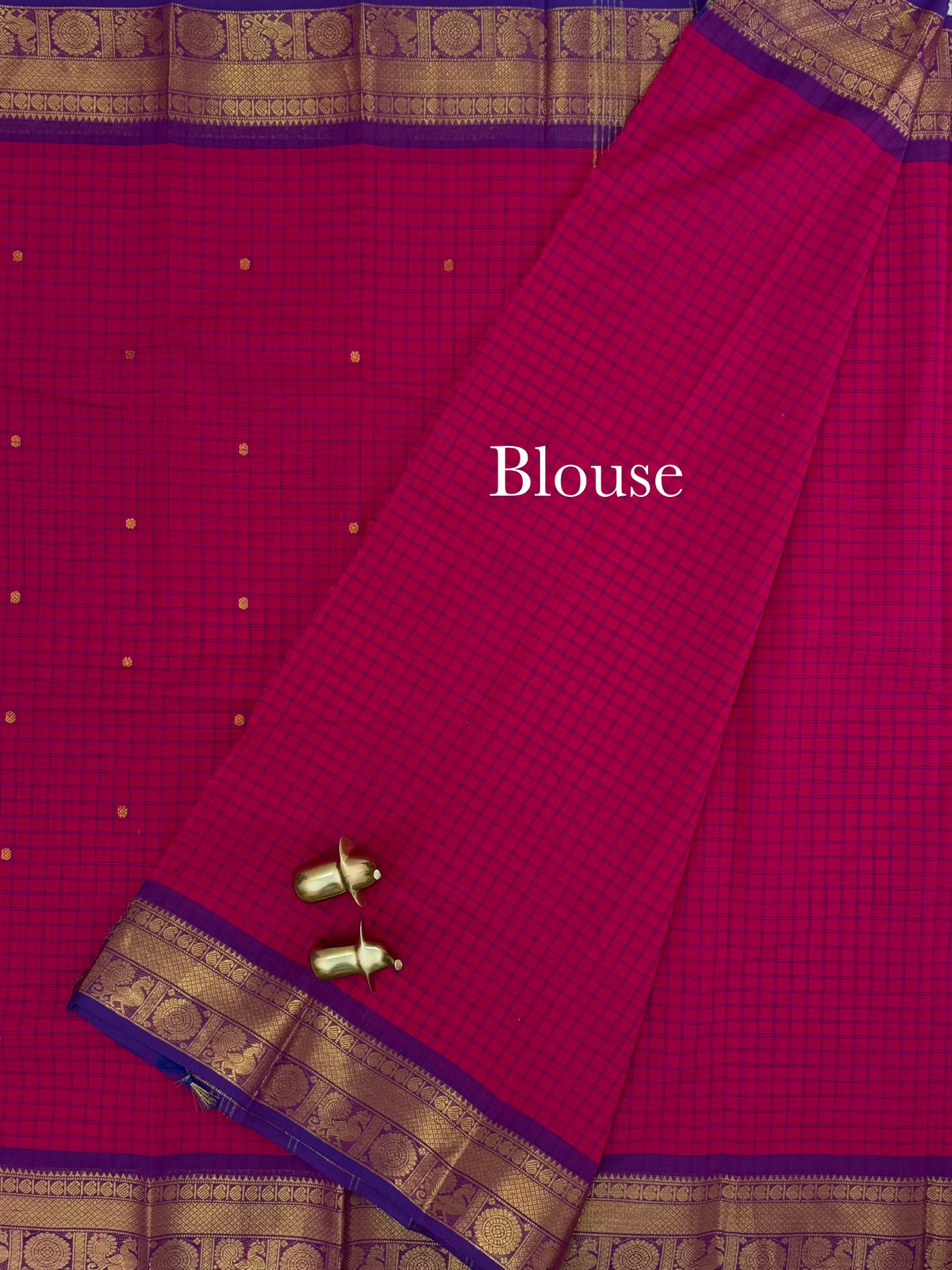 Chettinad Cotton Saree - Pink with Purple Checks