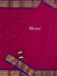 Chettinad Cotton Saree - Pink with Purple Checks