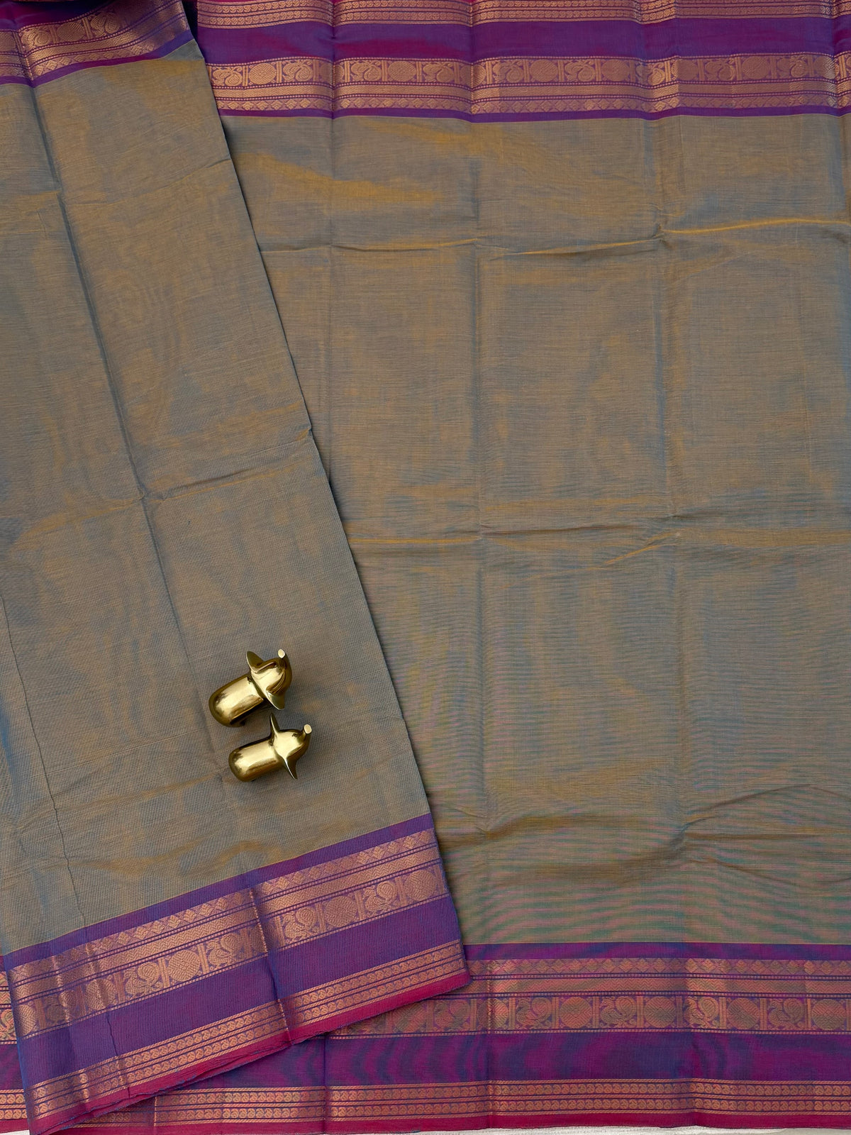 Chettinad Cotton Sarees - Dual Shade of Purple with Yellow