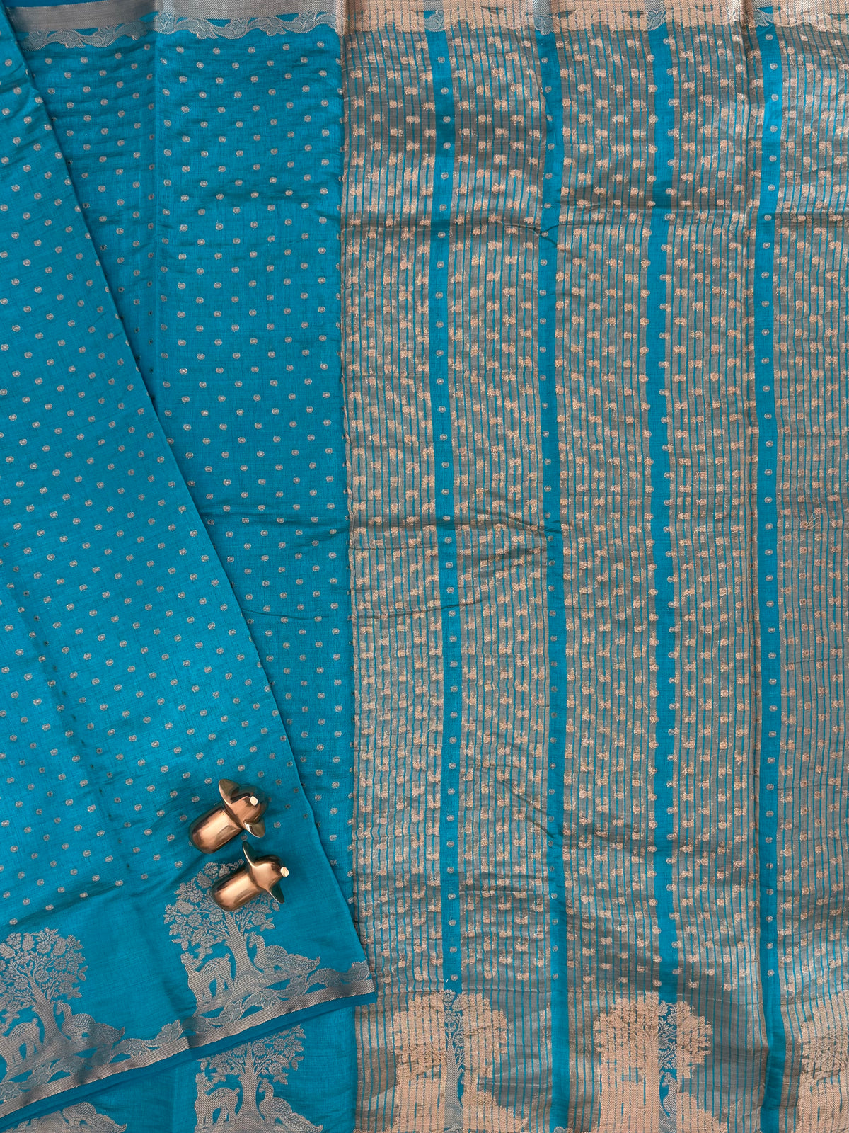 Tussar Silk Cotton Saree - Blue