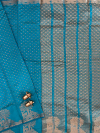 Tussar Silk Cotton Saree - Blue