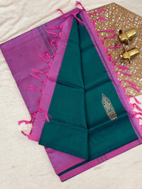 Chinnalampattu Saree - Peacock Green with Pink
