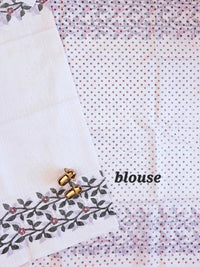 Casual Semi Tussar with Floral Border - White