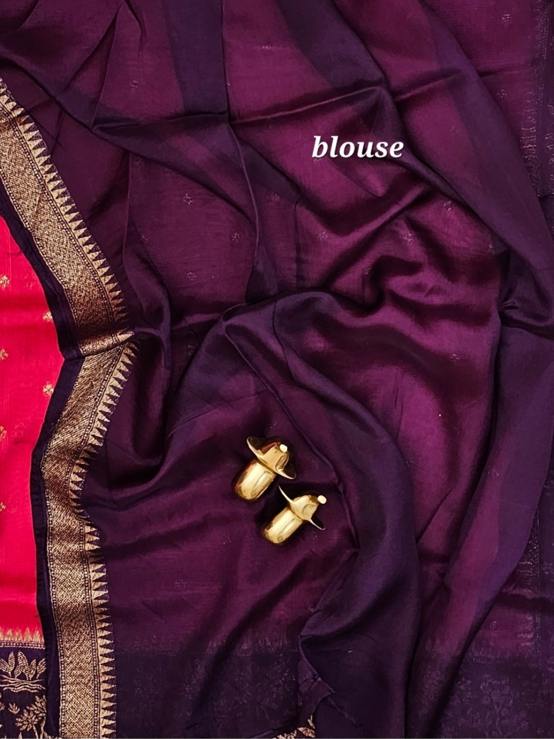 Jute Banarasi Silk Saree - Pink with Purple