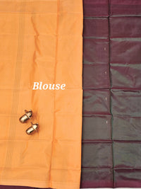 Dual Shade of Purple cum Green with Sandal Yellow Chinnalampattu Saree with Blouse
