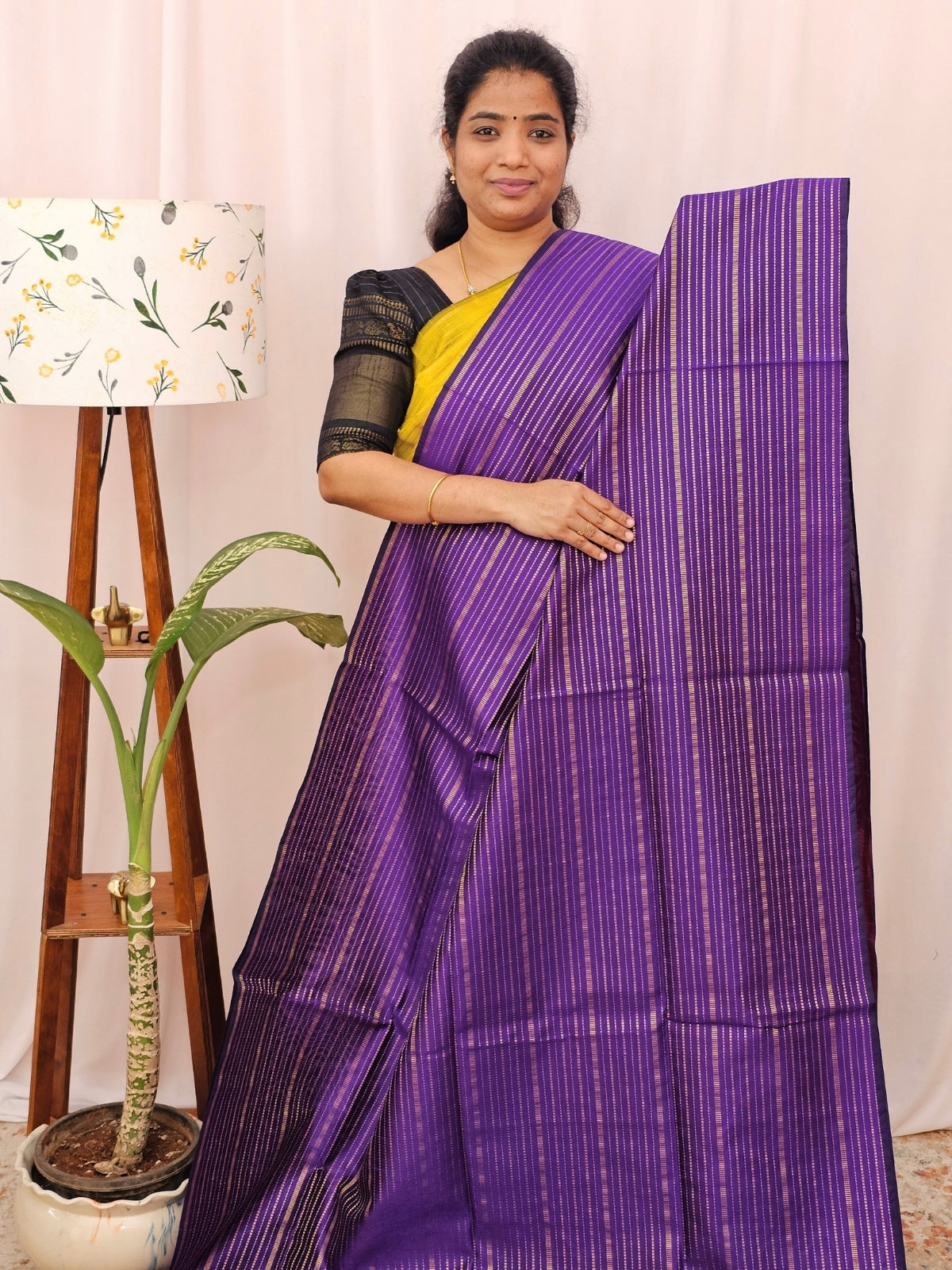 Semi Raw Silk - Purple with Blue