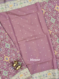 Patola Inspried Semi Tussar Saree  - Dark Onion Pink