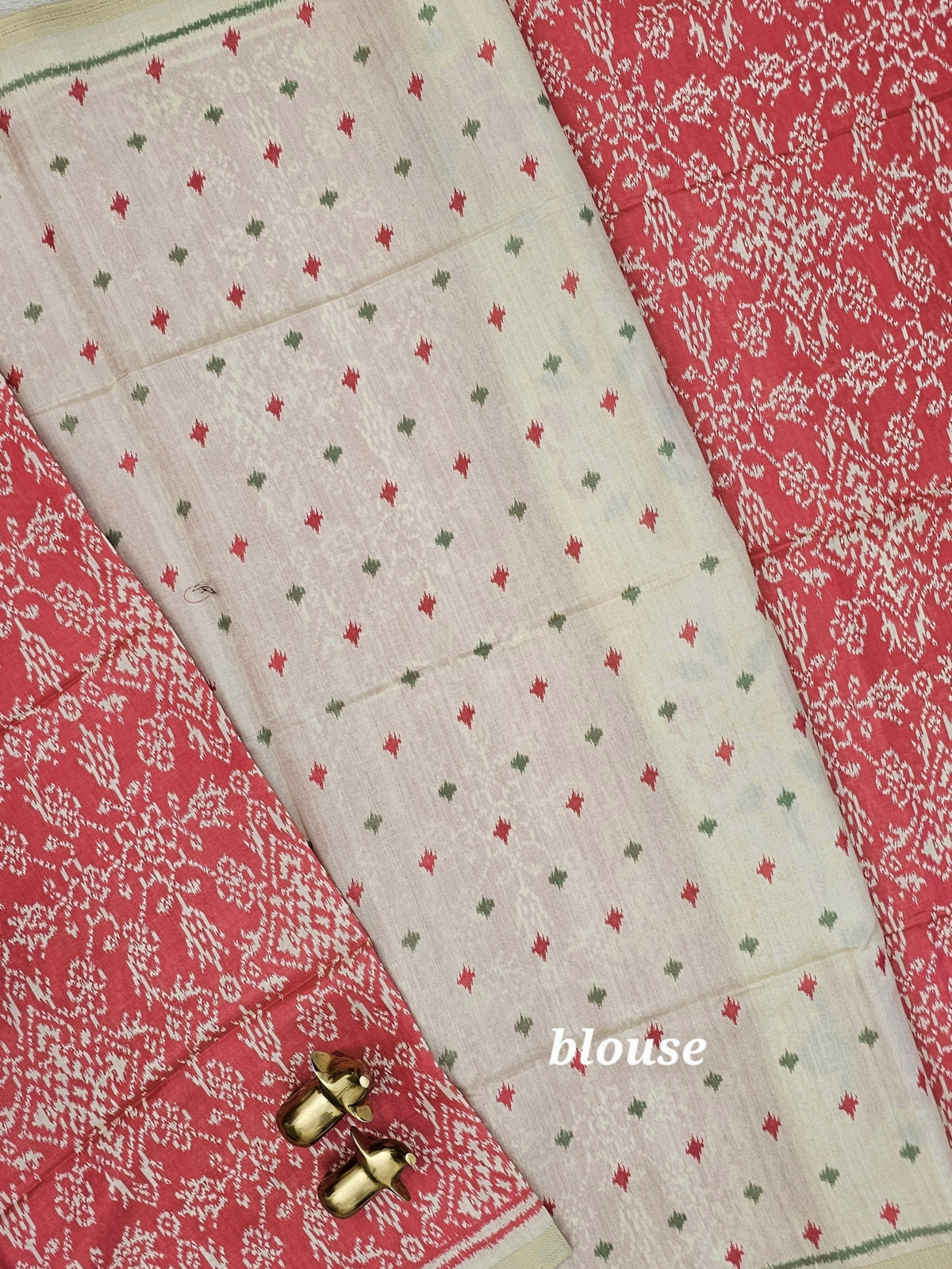 Patola Inspried Semi Tussar Saree  - Pastel  Peach