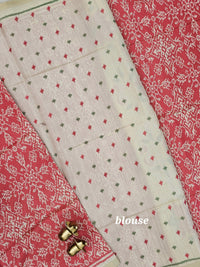 Patola Inspried Semi Tussar Saree  - Pastel  Peach
