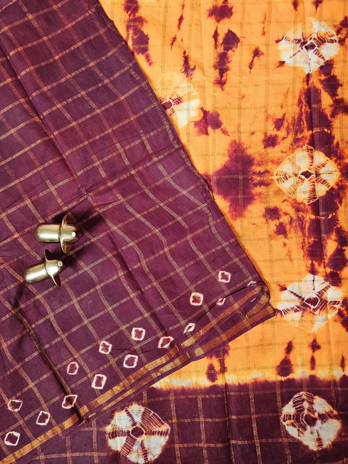 Madurai Sungadi Cotton Checks Saree - Mango Yellow  with Maroon