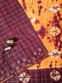 Madurai Sungadi Cotton Checks Saree - Mango Yellow  with Maroon