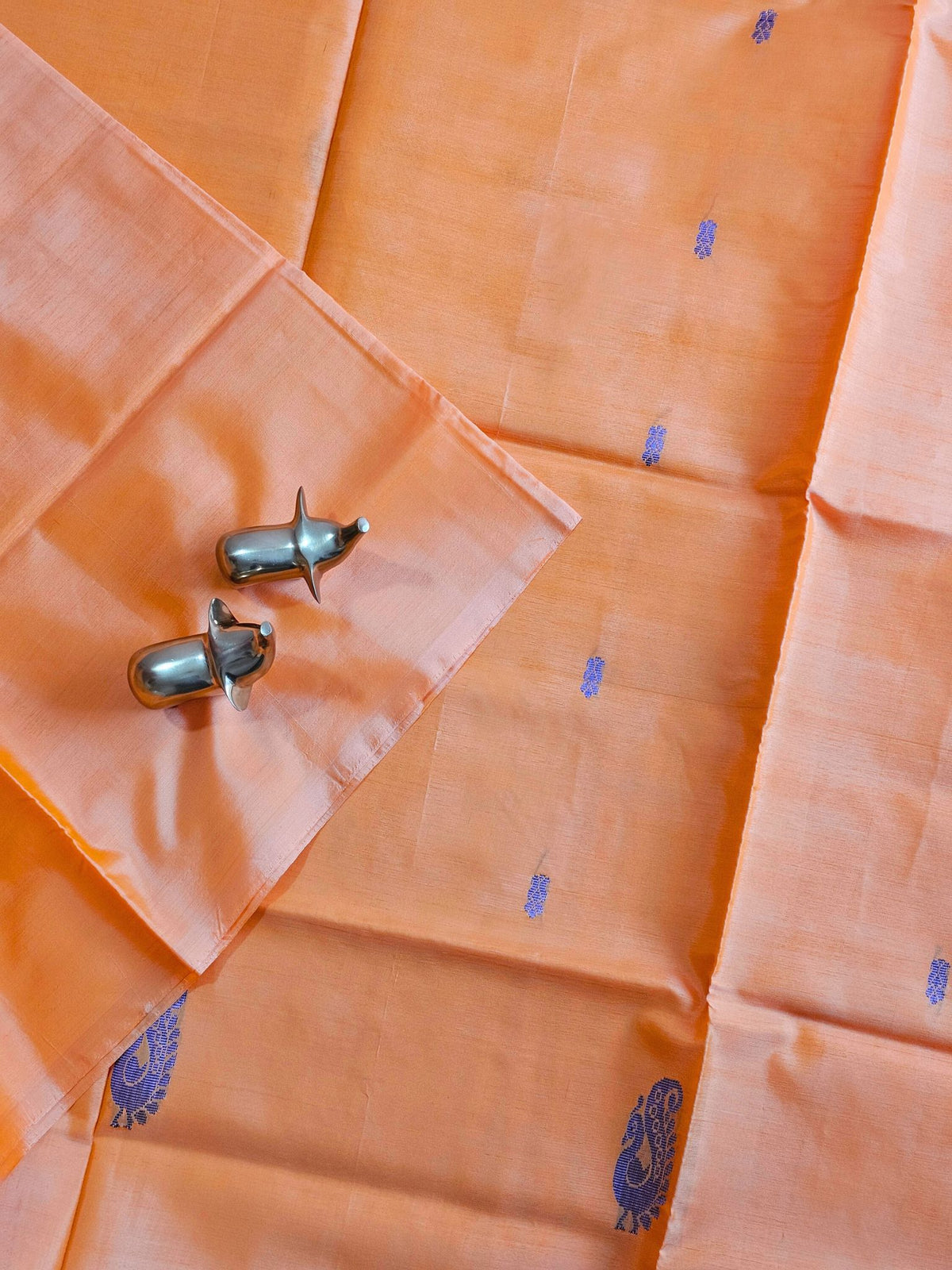 Chinnalampattu Saree- Pastel Orange with Dark Brown