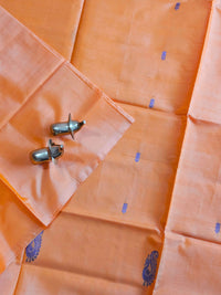 Chinnalampattu Saree- Pastel Orange with Dark Brown