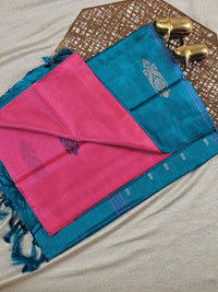 Chinnalampattu Saree with Blouse - Pink with Blue