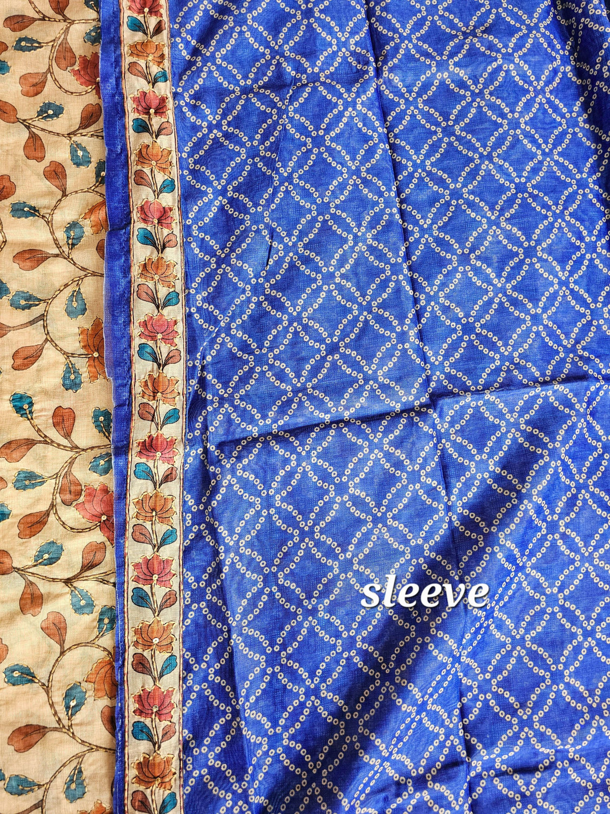 Chanderi with Kantha Unstitched Salwar Suit - Blue