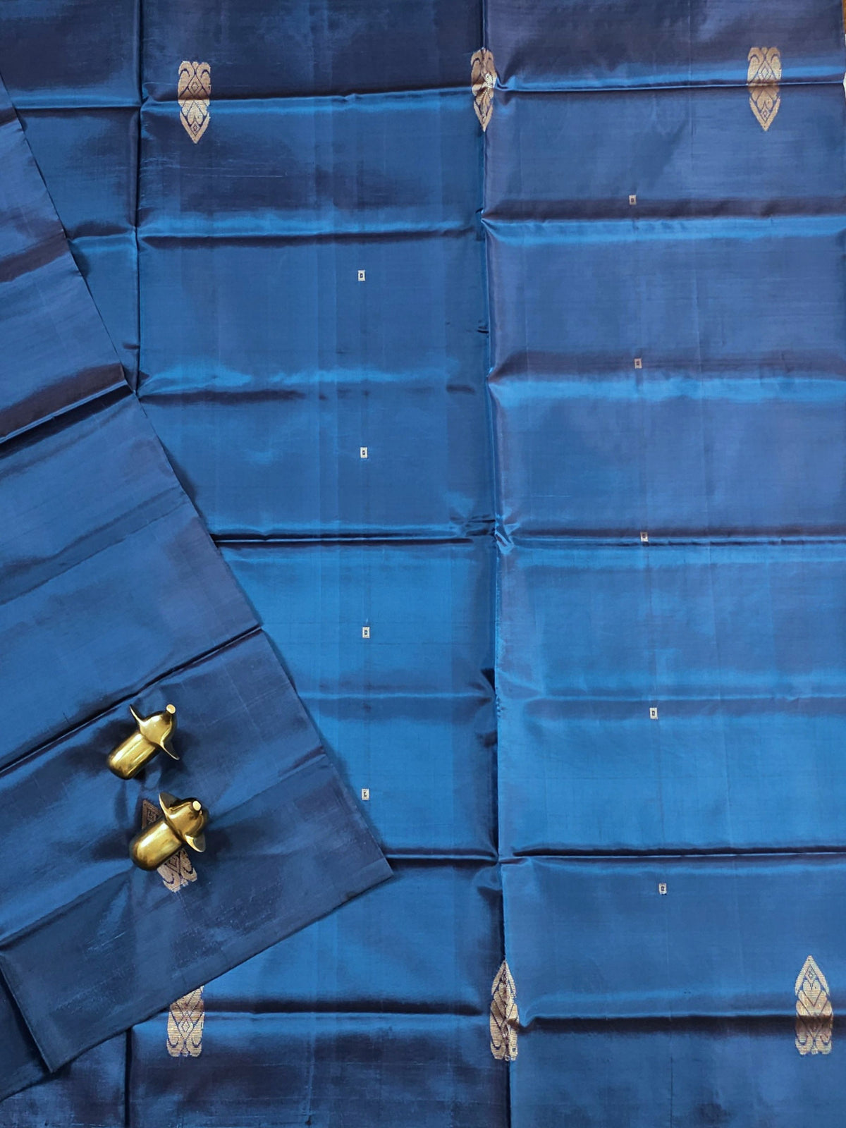 Chinnalampattu Saree - Peacock Blue with Orange