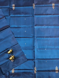 Chinnalampattu Saree - Peacock Blue with Orange