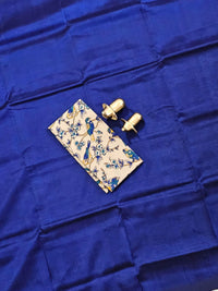 Handwoven Mangalagiri Plain Pattu Saree - Blue
