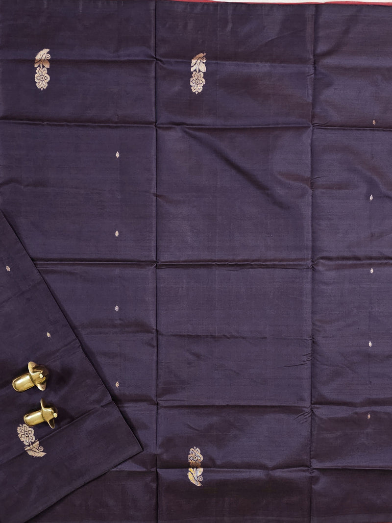 Chinnalampattu Saree - Dark Brown with Red