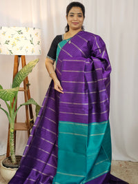 Semi Raw Silk -  Purple with Blue