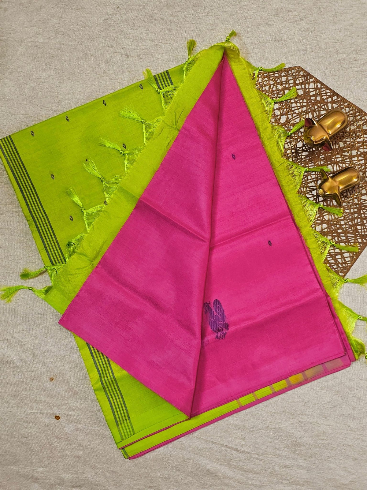 Pink with Green Chinnalampattu Saree with Blouse