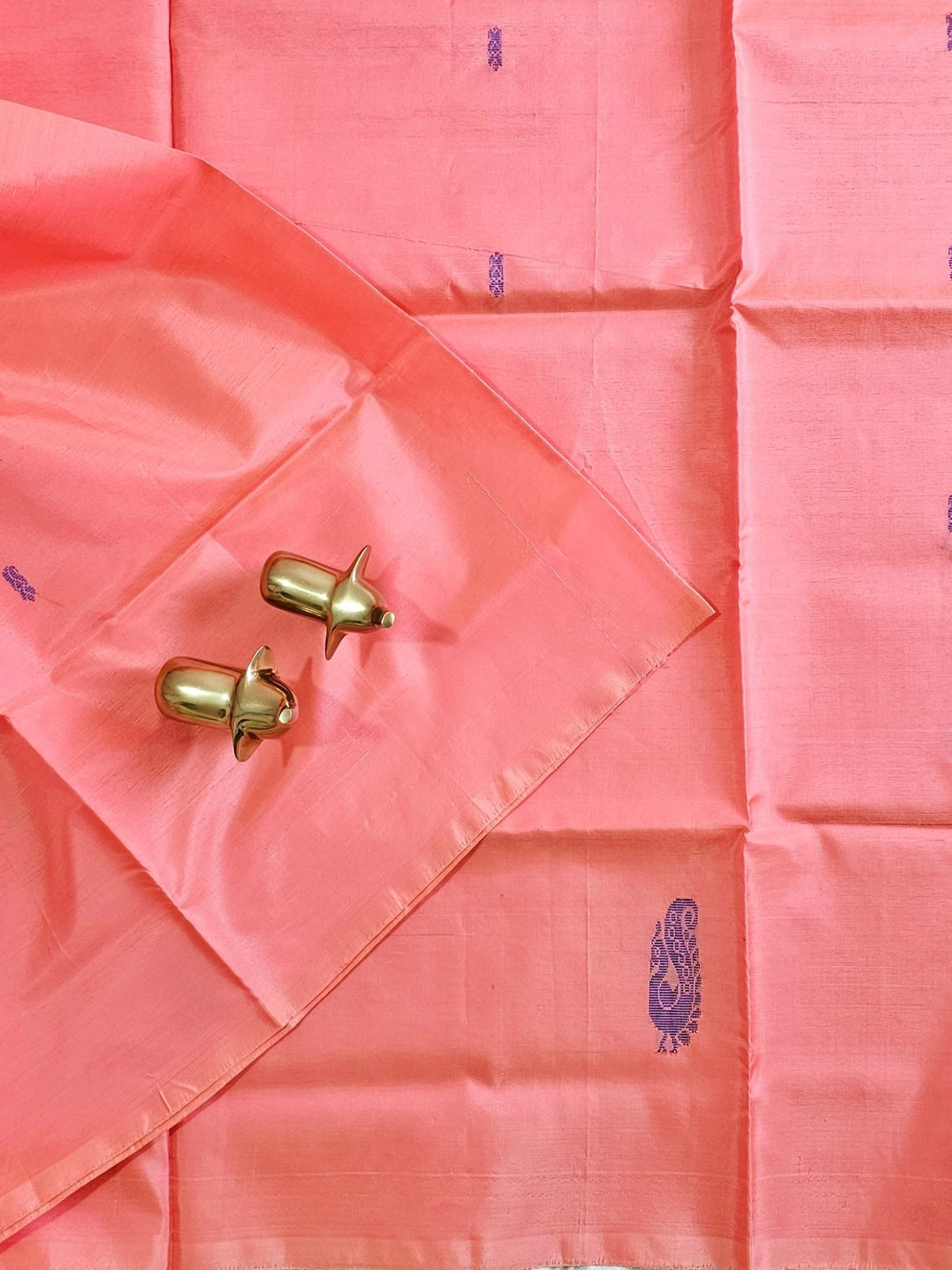 Chinnalampattu Saree - Peach with Dark Blue