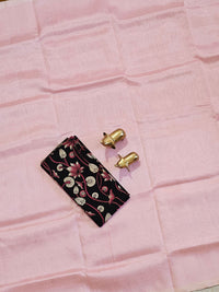 Handwoven Mangalagiri Plain Pattu Saree - Light Pink