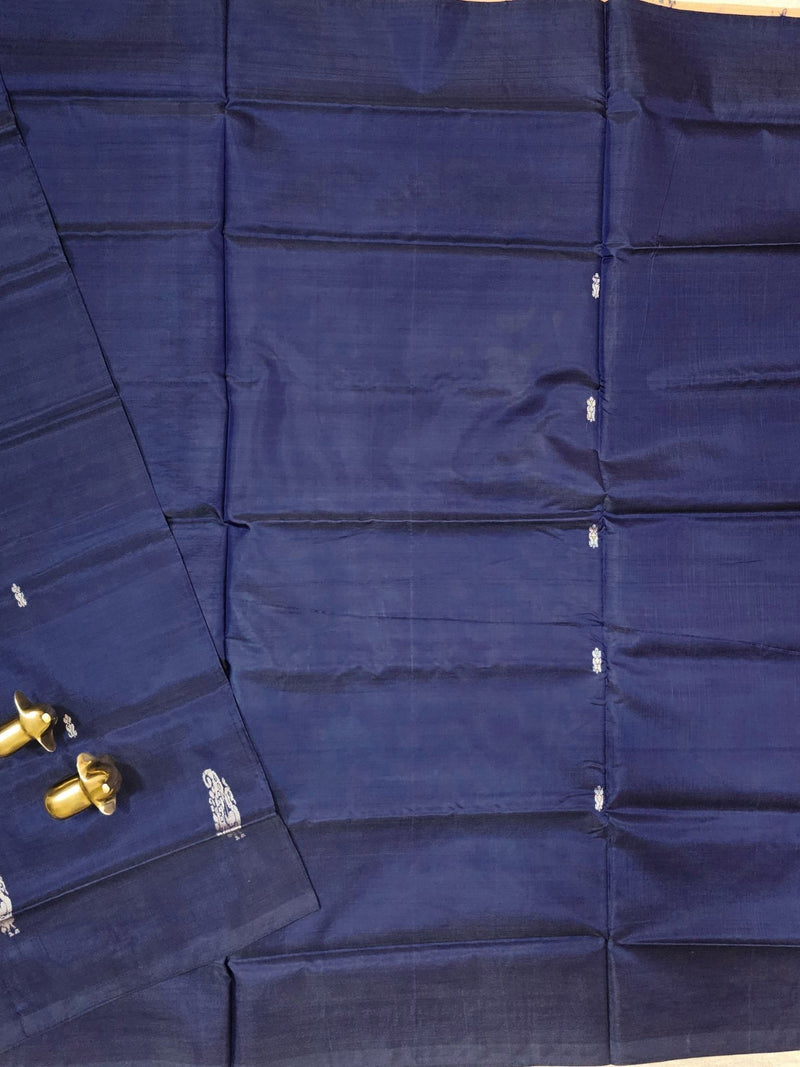 Dark Blue  with Pastel Peach  Chinnalampattu Saree with Blouse