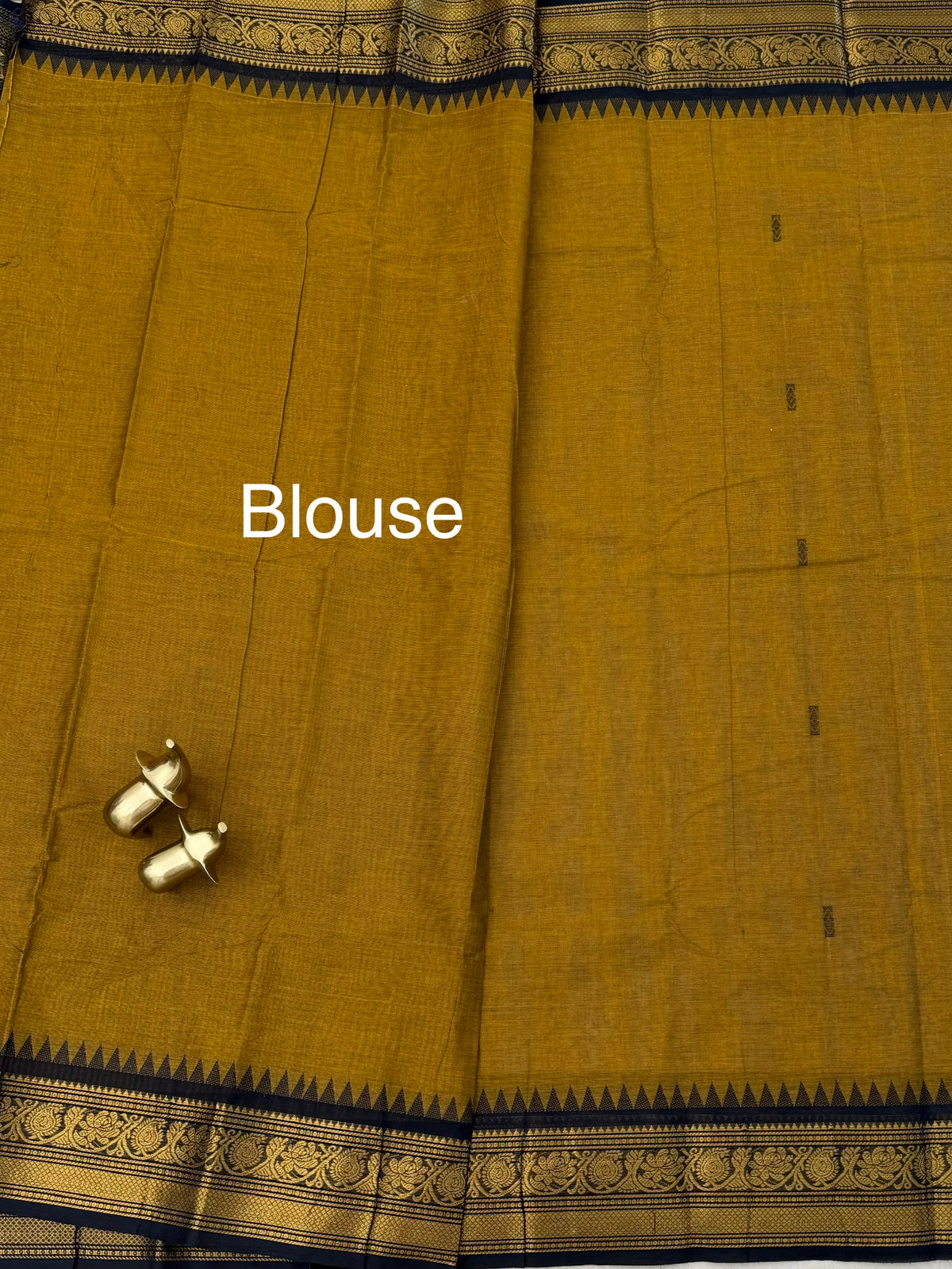 Chettinad Cotton Sarees -Dual Shade of Dark Mustard Yellow with Black