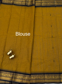 Chettinad Cotton Sarees -Dual Shade of Dark Mustard Yellow with Black