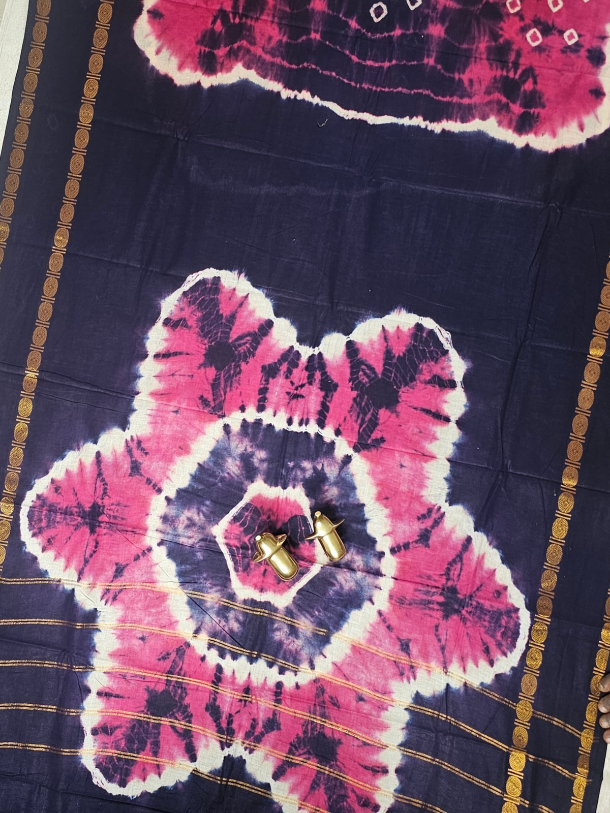 Madurai Sungadi Cotton Saree - Pink with Blue