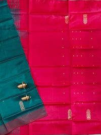 Chinnalampattu Saree - Peacock Green with Red