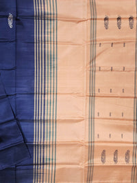 Dark Blue  with Pastel Peach  Chinnalampattu Saree with Blouse