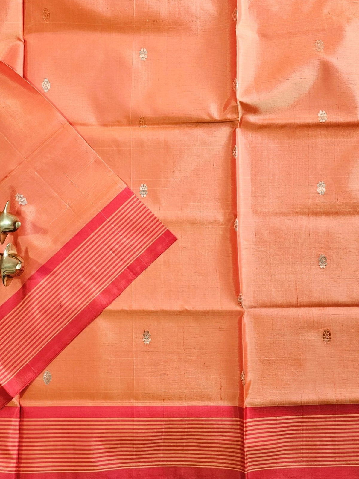 Chinnalampattu Saree - Dual Shade Yellowish Orange with Red