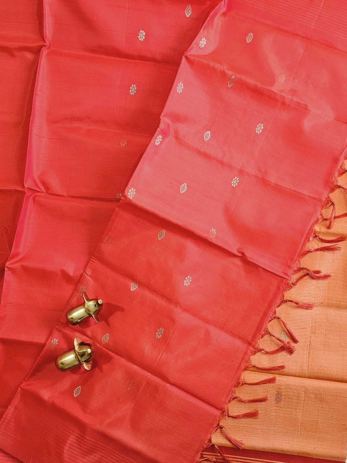Chinnalampattu Saree - Dual Shade Yellowish Orange with Red