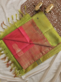 Chinnalampattu Saree - Pink with Green