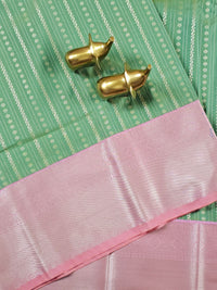 Semi Kanjivaram Soft Silk Borcade Saree - Green with Pink