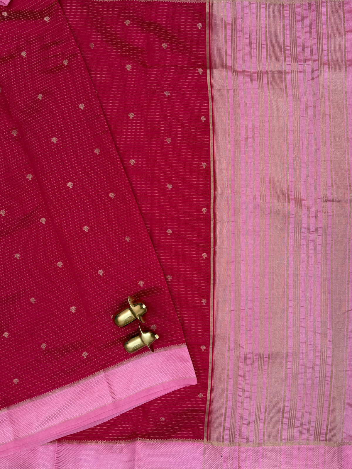 Georgette Silk Saree - Dark Pink with Baby Pink