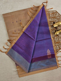 Chinnalampattu Saree - Dual Shade Off Violet and Blue with Beige