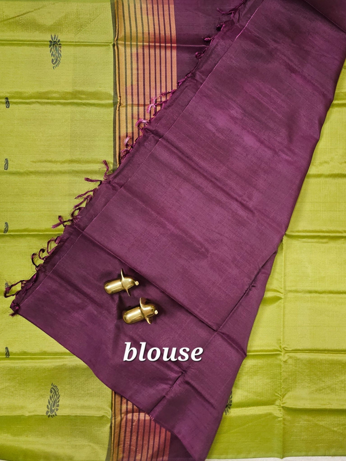 Green with Magenta Pink Chinnalampattu Saree with Blouse