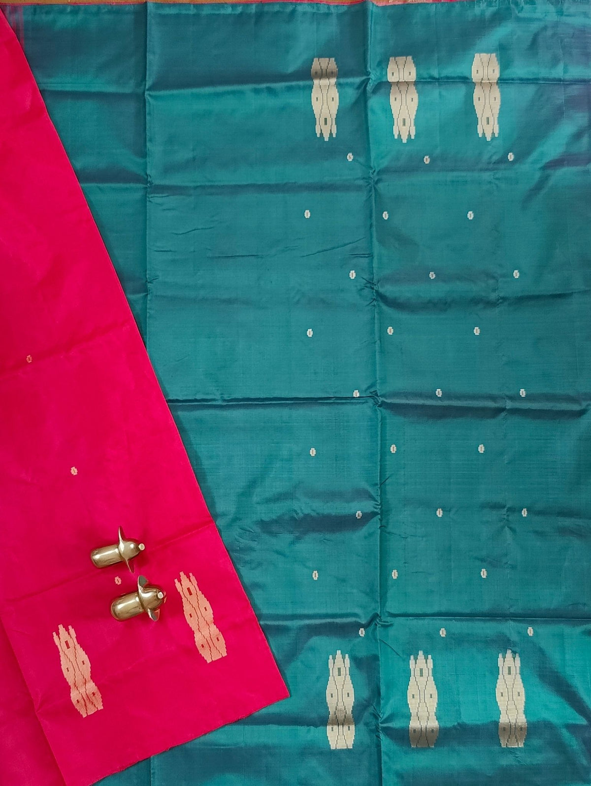 Chinnalampattu Saree - Red with Peacock Green