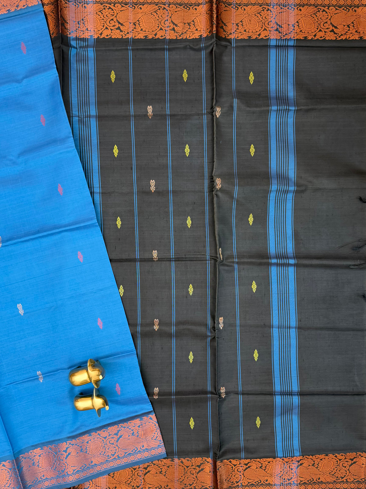 Chinnalampattu Border - Blue with Black