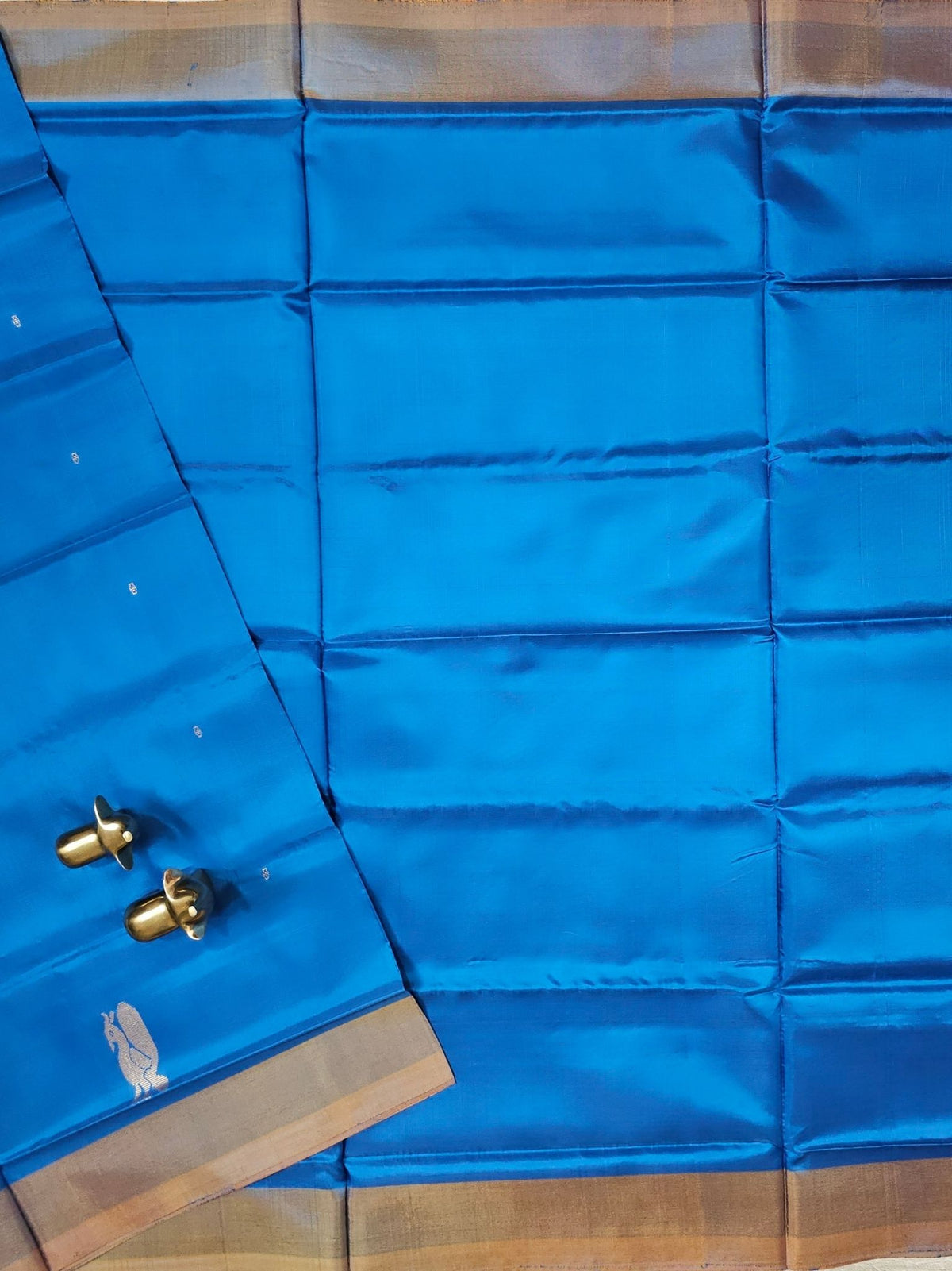 Peacock Blue with Yellow Chinnalampattu Saree with Blouse